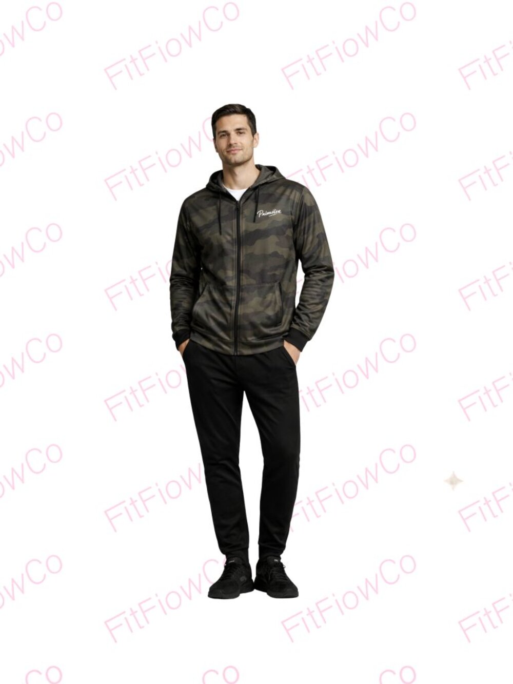 Primitive Camo Lightweight Zip Hoodie Jacket Men’s Size L Polyester Windbreaker